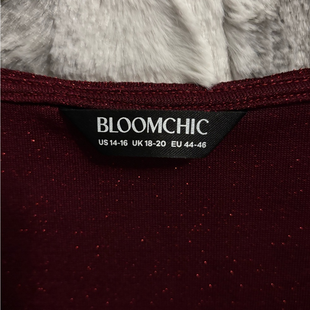 BloomChic Burgundy Shimmering Gold/Silver A-Line Tee size1X (14-16) - Picture 12 of 14